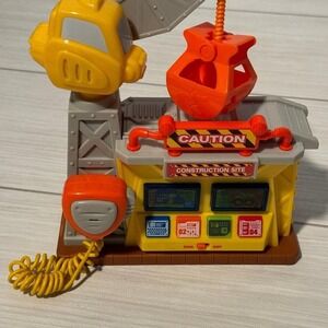 Happy Kid Toy Group Construction Site Crane Playset Interactive Lights Sounds